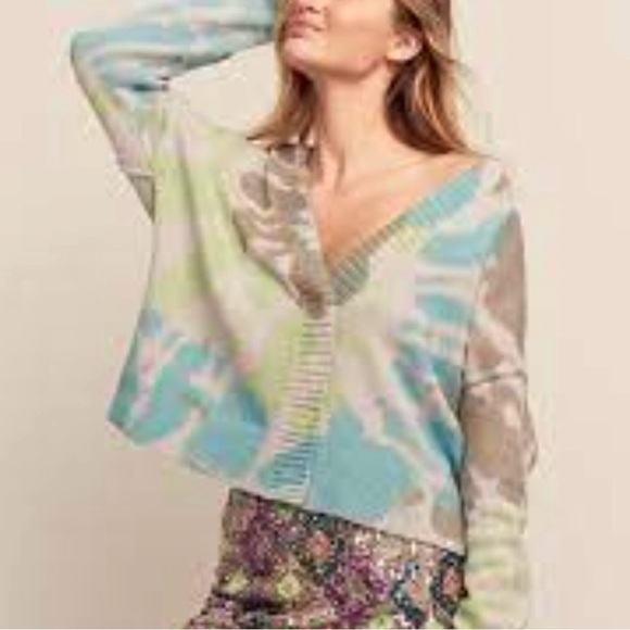 Lisa Todd Cotton Tie Dye Snap Cardigan Size XS.